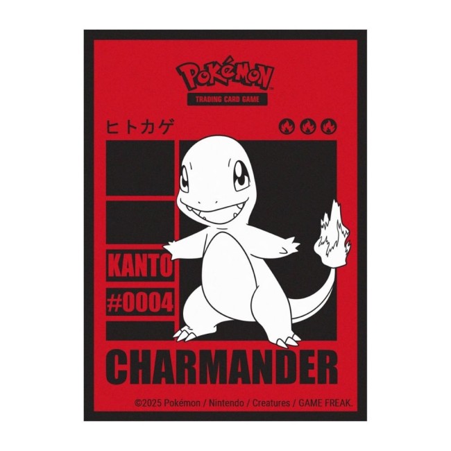 Design Salamèche noir et rouge sur pochette de protection Pokémon