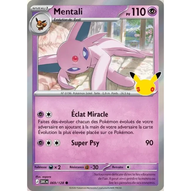 Carte Pokémon Mentali 069/128 – 30e Anniversaire FR