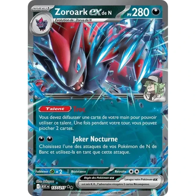 Carte Pokémon Zoroark ex de N 137/217 -  ME02.5  Héros Transcendants
