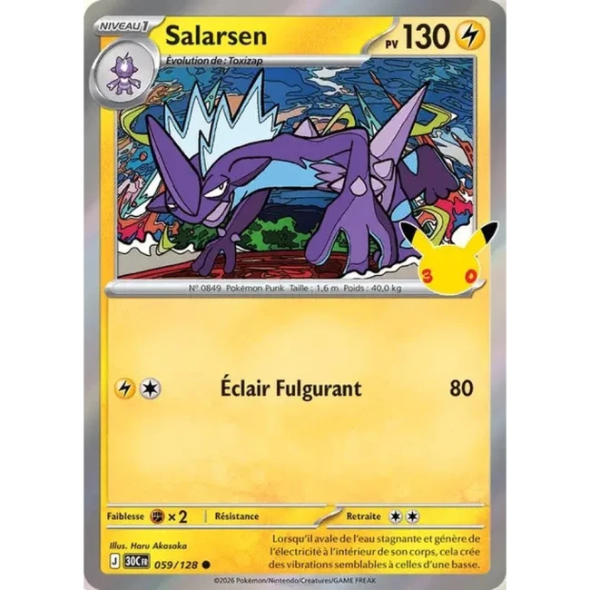 Carte Pokémon Salarsen 059/128 – 30e Anniversaire FR