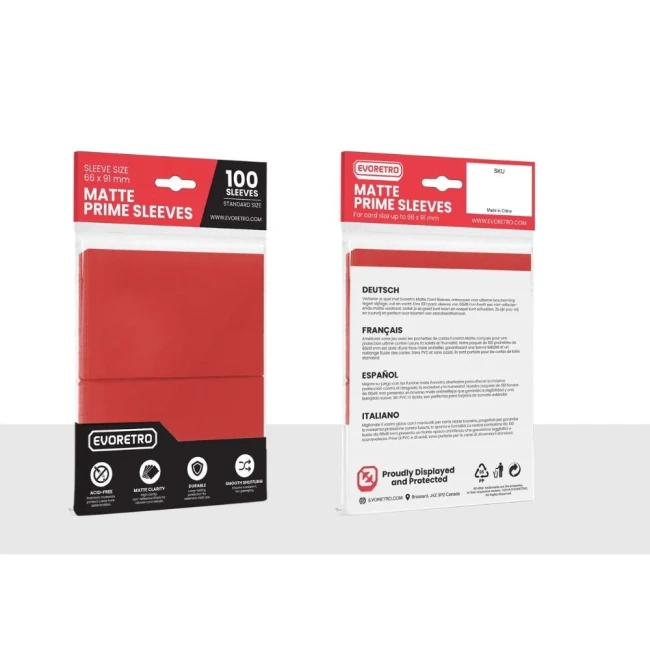 EVORETRO - 100 Pochettes/sleeves 66x91mm - Rouge mat