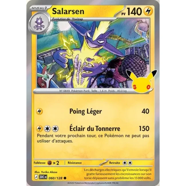 Carte Pokémon Salarsen 060/128 – 30e Anniversaire FR