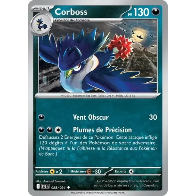Carte Pokémon Corboss 58/94 - ME02 Flammes Fantasmagoriques