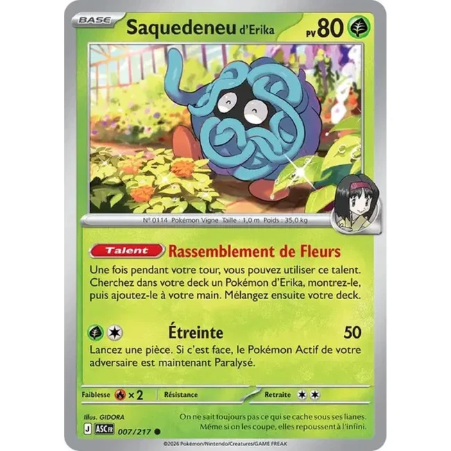 Carte Pokémon Saquedeneu d'Erika 7/217 - ME02.5 Héros Transcendants