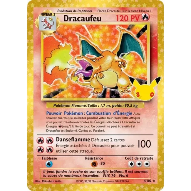 Carte Pokémon Dracaufeu 4/102 – 30e Anniversaire FR – Collection Classique