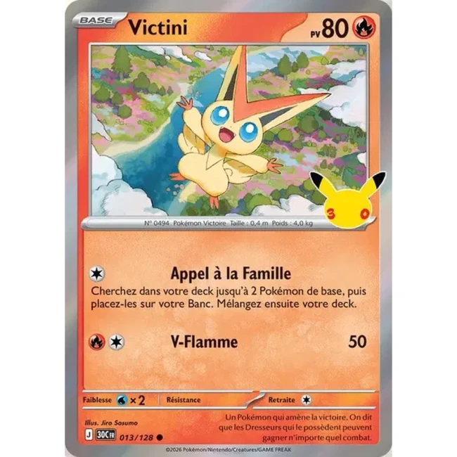 Carte Pokémon Victini 013/128 – 30e Anniversaire FR