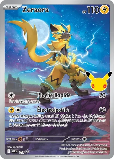 Carte Pokémon Zeraora 103 - Méga évolution PROMO