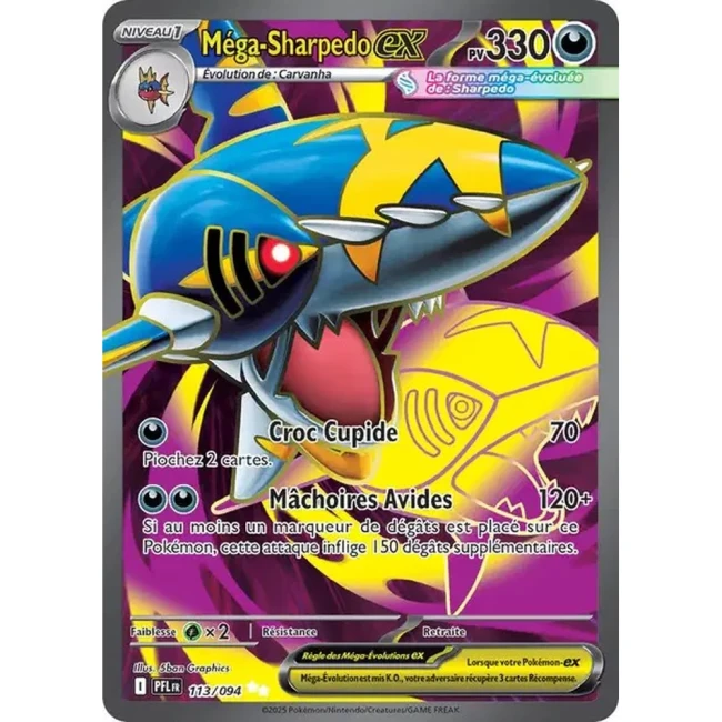 Carte Pokémon Méga-Sharpedo ex 113/94 - ME02 Flammes Fantasmagoriques