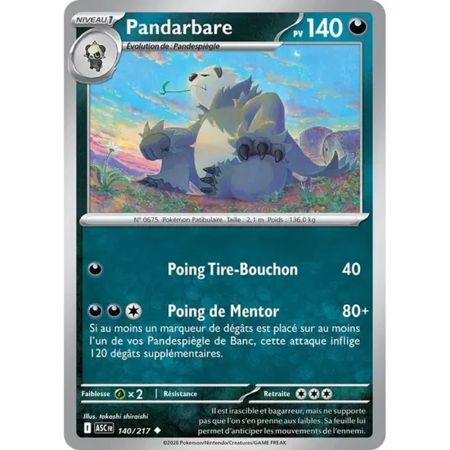 Carte Pokémon Pandarbare 140/217 - ME02.5 Héros Transcendants