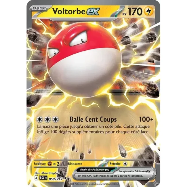 Carte Pokémon Voltorbe ex 58/217 -  ME02.5  Héros Transcendants