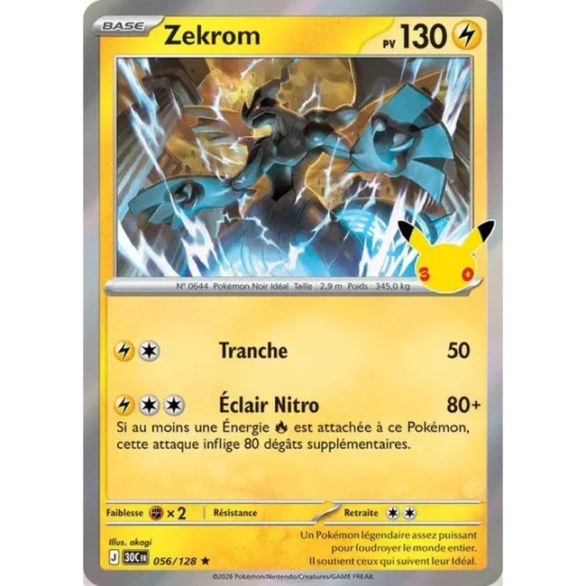 Carte Pokémon Zekrom 056/128 – 30e Anniversaire FR