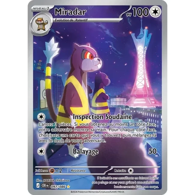 Carte Pokémon Miradar 97/086 - ME04 Chaos Ascendant