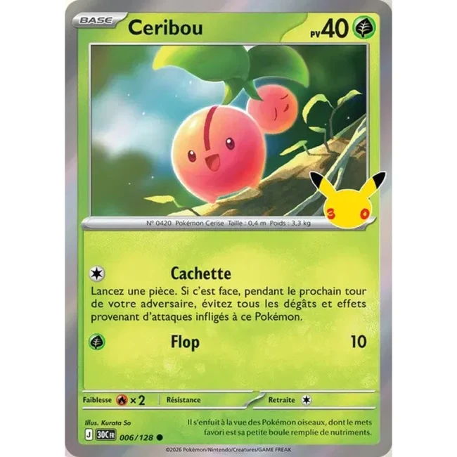 Carte Pokémon Ceribou 006/128 – 30e Anniversaire FR