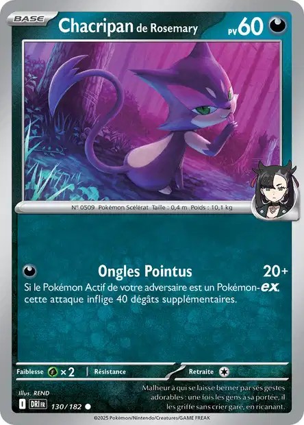 Carte Pokémon Chacripan de Rosemary 130/182 - EV10 Rivalités Destinées