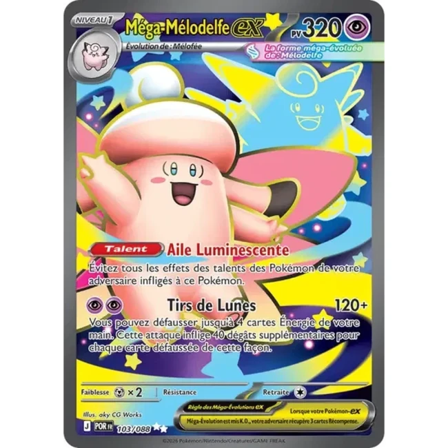 Carte Pokémon Méga-Mélodelfe ex 103/088 - ME03 Equilibre Parfait