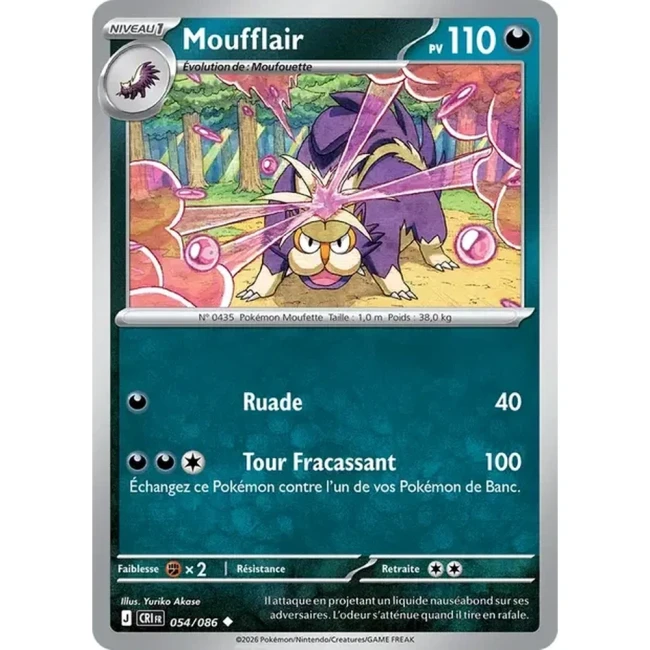 Carte Pokémon Moufflair 54/086 - ME04 Chaos Ascendant