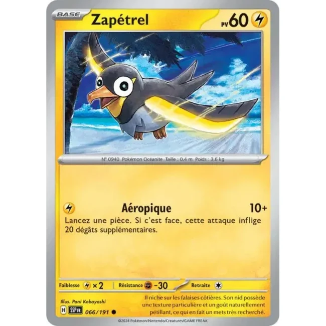 Carte Pokémon Zapétrel 66/191 - EV8 Étincelles Déferlantes