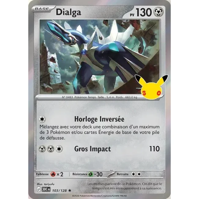 Carte Pokémon Dialga 103/128 – 30e Anniversaire FR