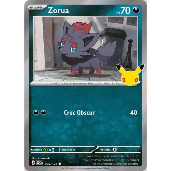 Carte Pokémon Zorua 095/128 – 30e Anniversaire FR