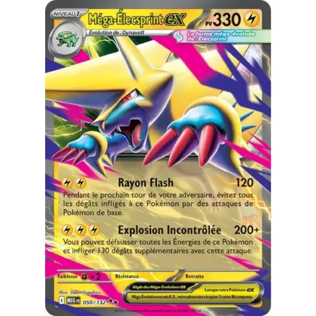 Carte Pokémon Méga-Élecsprint ex 50/132 - ME1 Méga évolution