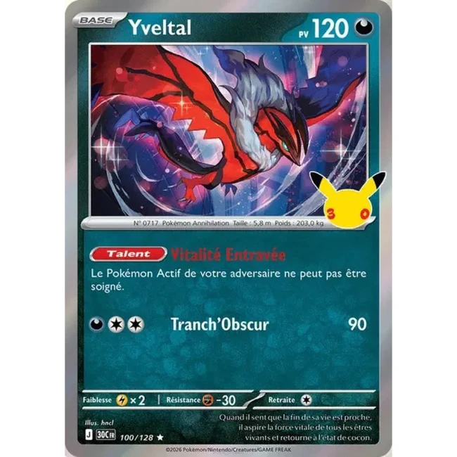 Carte Pokémon Yveltal 100/128 – 30e Anniversaire FR