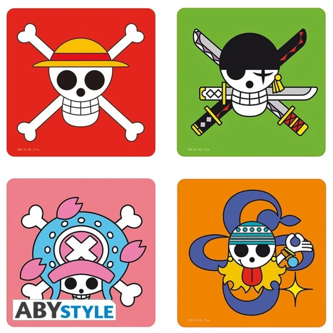 ONE PIECE - Set 4 Dessous de verre "Skulls"