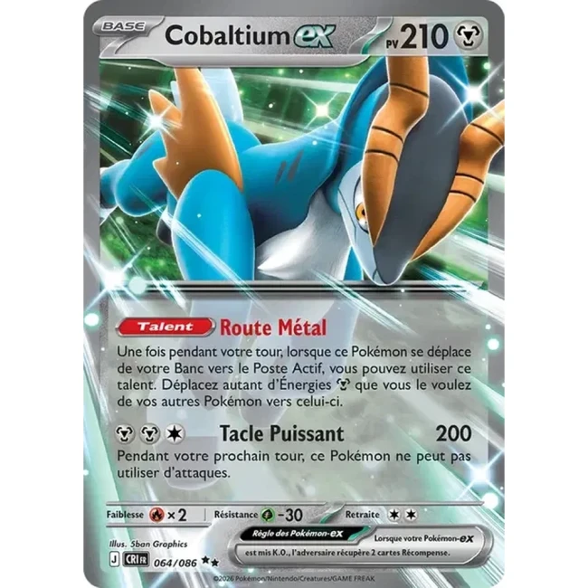 Carte Pokémon Cobaltium ex 64/086 - ME04 Chaos Ascendant