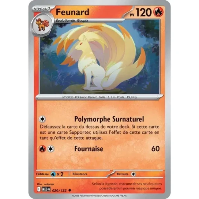 Carte Pokémon Feunard 20/132 - ME1 Méga évolution