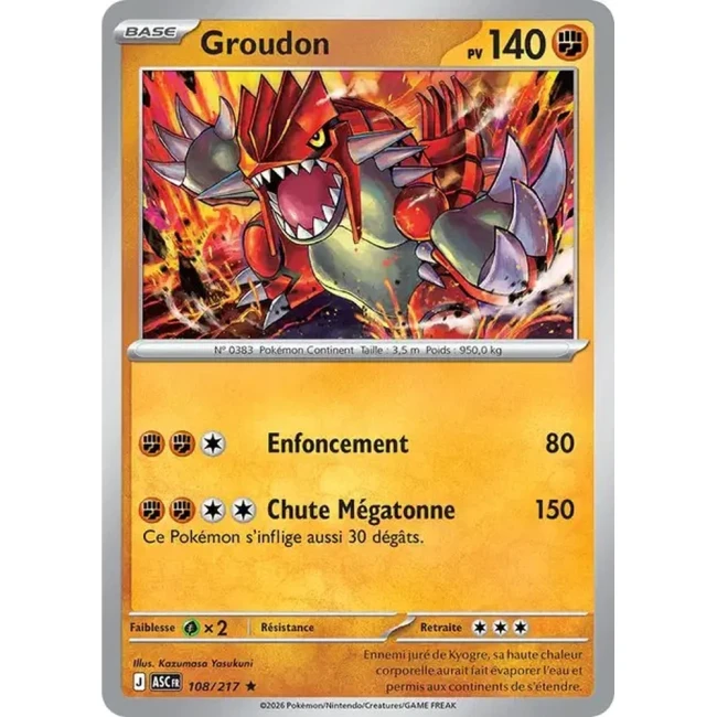 Carte Pokémon Groudon 108/217 - ME02.5 Héros Transcendants