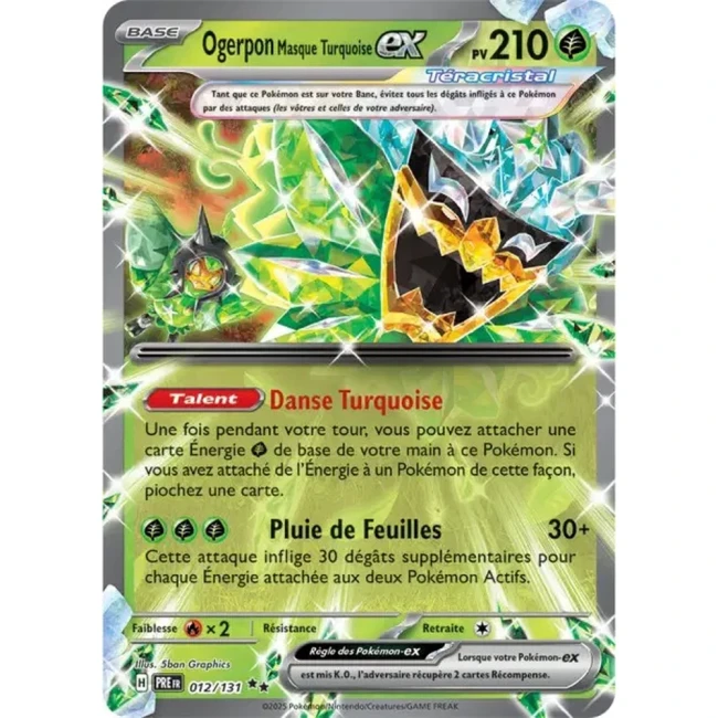 Carte Pokémon Ogerpon Masque Turquoise ex 12/131 - EV8.5 Evolutions Prismatiques