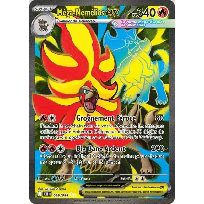 Carte Pokémon Méga-Némélios ex 99/086 - ME04 Chaos Ascendant