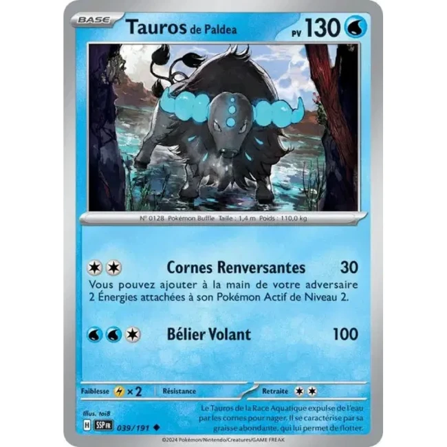 Carte Pokémon Tauros de Paldea 39/191 - EV8 Étincelles Déferlantes