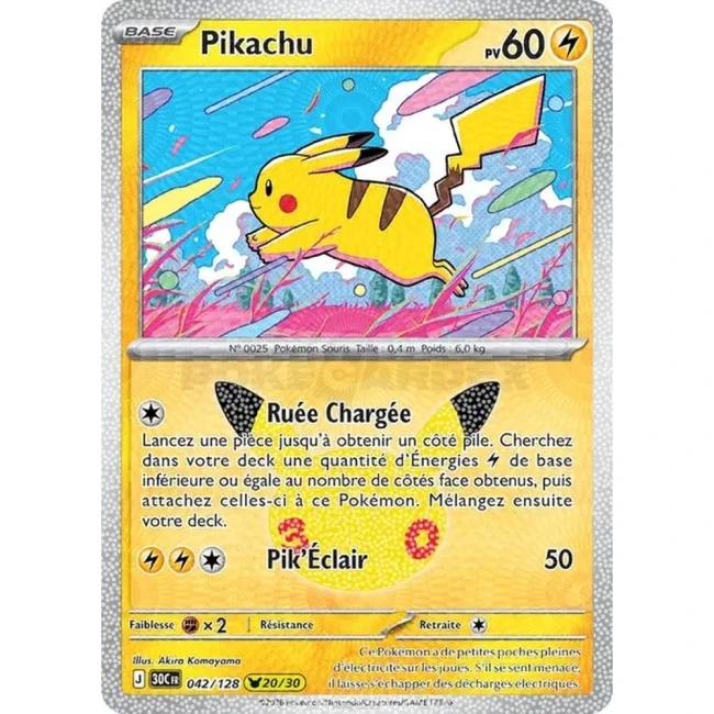 Carte Pokémon Pikachu 042/128 – 30e Anniversaire FR