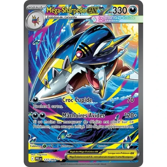Carte Pokémon Méga-Sharpedo ex 127/94 - ME02 Flammes Fantasmagoriques