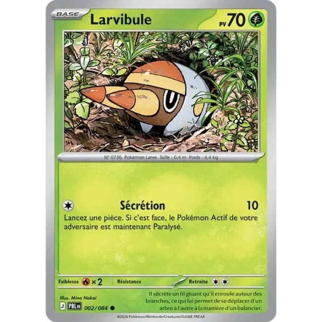 Carte Pokémon Larvibule 2/084 - ME05 Nuit Noire