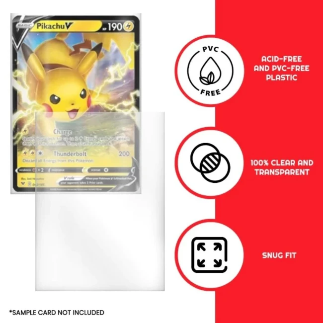 EVORETRO - 200 Pochettes/sleeves 64x89mm Protégez vos cartes avec style ! Ces étuis Perfect Fit sont fabriqués en plastique sans PVC et sans acide, offrant une transparence totale et un ajustement parfait. Idéal pour préserver vos cartes en toute sécurité tout en les mettant en valeur.