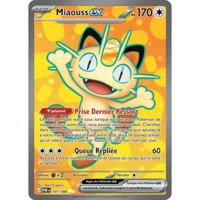 Carte Pokémon Miaouss ex 107/088 - ME03 Equilibre Parfait