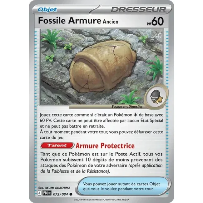 Carte Pokémon Fossile Armure Ancien 72/084 - ME05 Nuit Noire