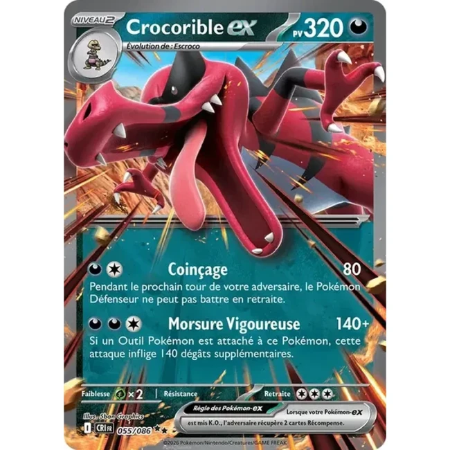 Carte Pokémon Crocorible ex 55/086 - ME04 Chaos Ascendant