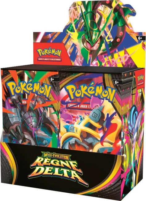 Display Pokémon ME06 Règne Delta FR x36, droite Display de 36 boosters Pokémon ME06 Règne Delta FR, angle droit