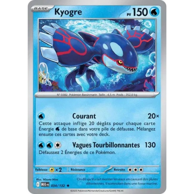 Carte Pokémon Kyogre 34/132- ME1 Méga évolution