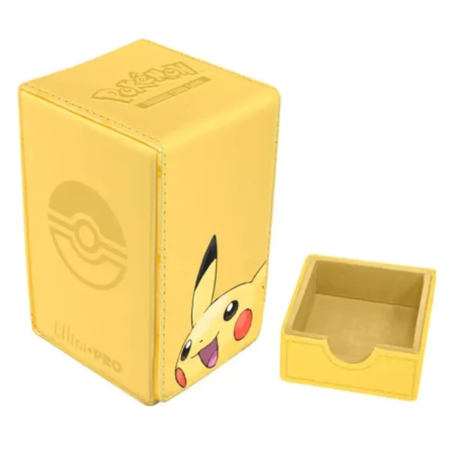 Pokémon Ultra Pro - Boîte de deck / Deck Box Pikachu Premium Deck Box Premium Pokémon Pikachu Ultra PRO ouverte, avec tiroir.
