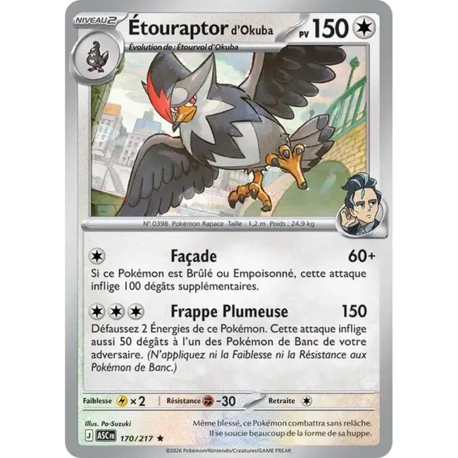 Carte Pokémon Étouraptor d'Okuba 170/217 - ME02.5 Héros Transcendants