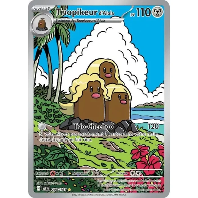Carte Pokémon Triopikeur d'Alola 208/191 - EV8 Étincelles Déferlantes