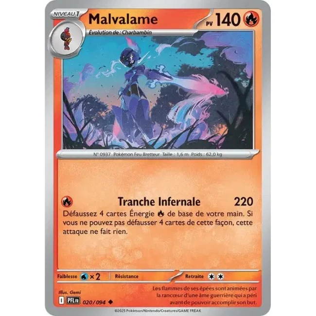 Carte Pokémon Malvalame 20/94 - ME02 Flammes Fantasmagoriques