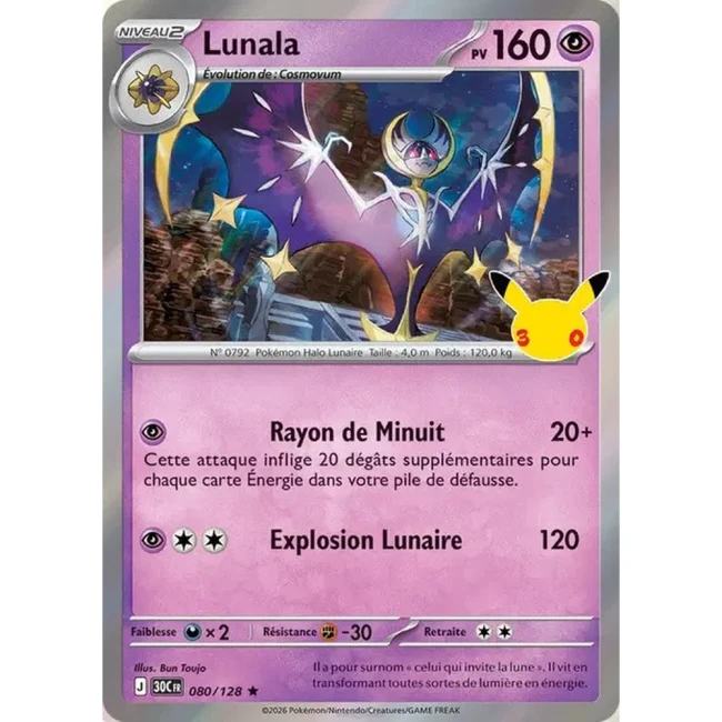 Carte Pokémon Lunala 080/128 – 30e Anniversaire FR