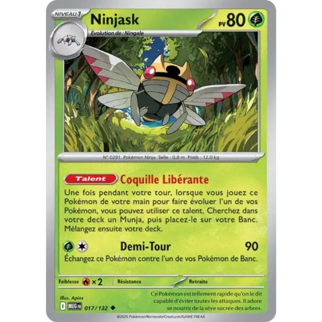 Carte Pokémon Ninjask 17/132 - ME1 Méga évolution