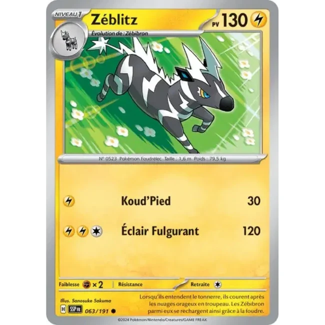 Carte Pokémon Zéblitz 63/191 - EV8 Étincelles Déferlantes