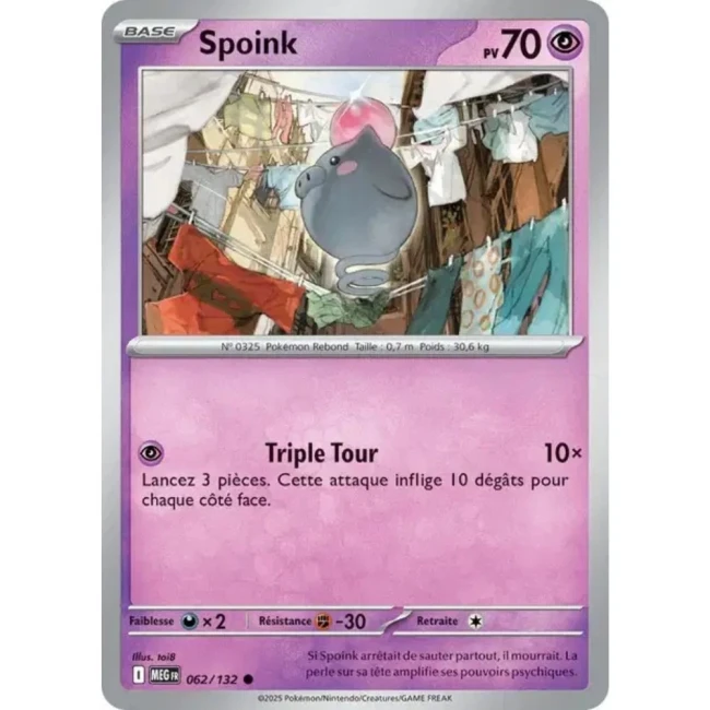 Carte Pokémon Spoink 62/132 - ME1 Méga évolution