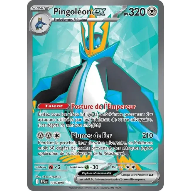 Carte Pokémon Pingoléon ex 114/94 - ME02 Flammes Fantasmagoriques